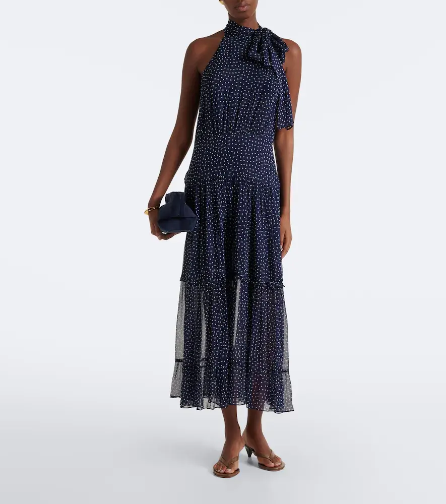 Rixo Abi polka-dot tie-neck midi dress | Thumbnail 2