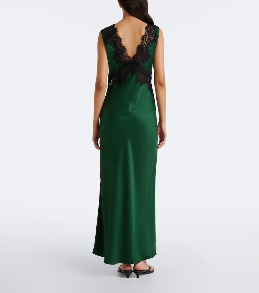Rixo Lysandra lace-trimmed satin midi dress | Thumbnail 3 Rixo Lysandra lace-trimmed satin midi dress | Thumbnail 3