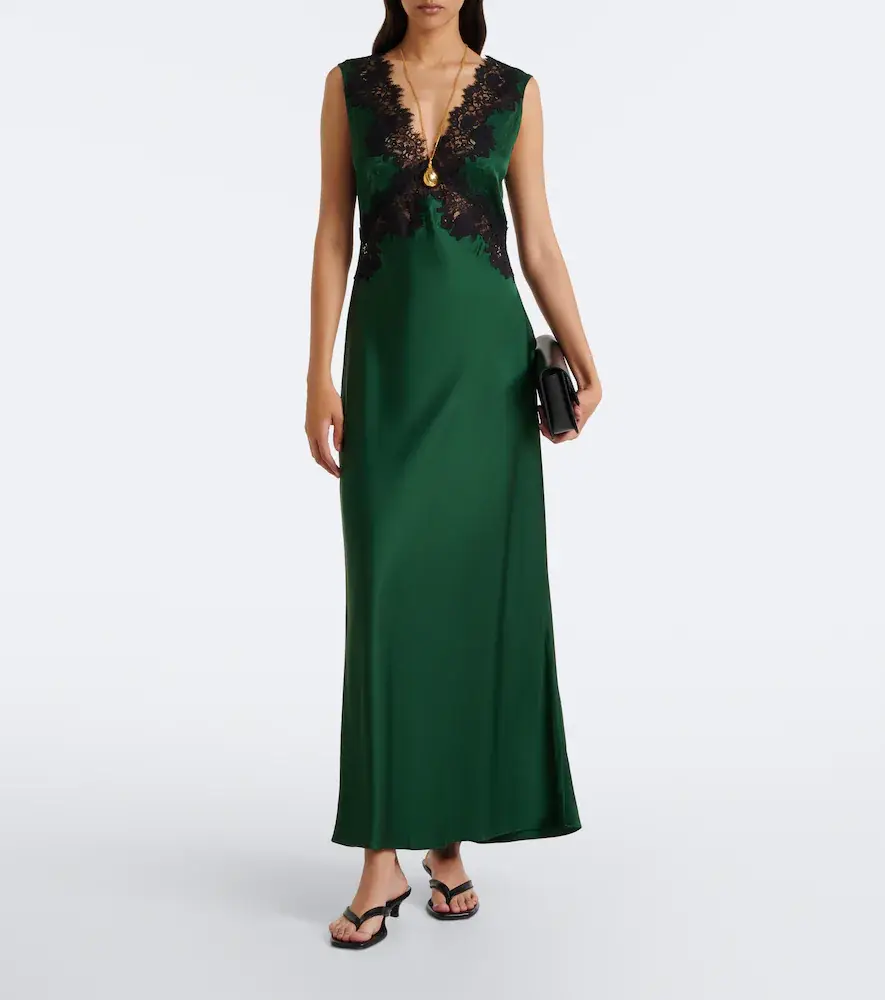 Rixo Lysandra lace-trimmed satin midi dress | Thumbnail 4 Rixo Lysandra lace-trimmed satin midi dress | Thumbnail 4