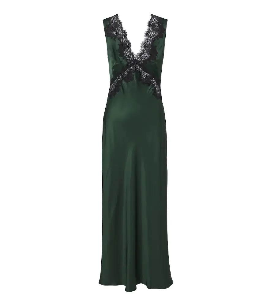 Rixo Lysandra lace-trimmed satin midi dress