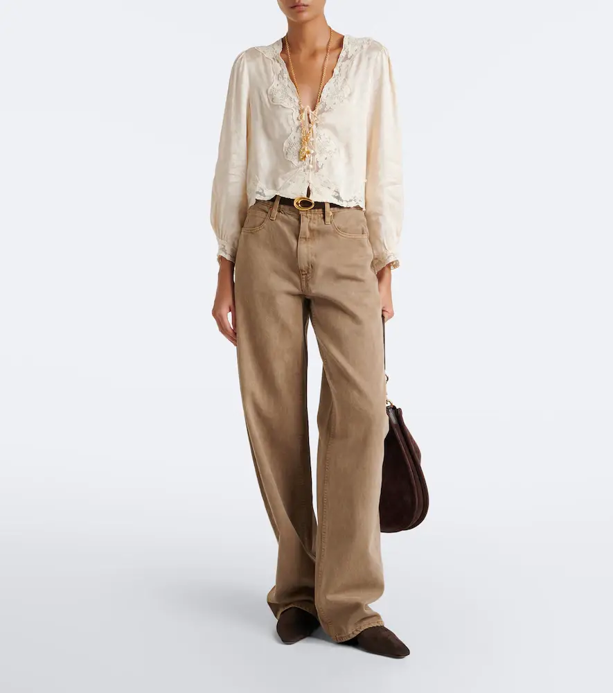Rixo Tove embroidered floral satin blouse | Thumbnail 2
