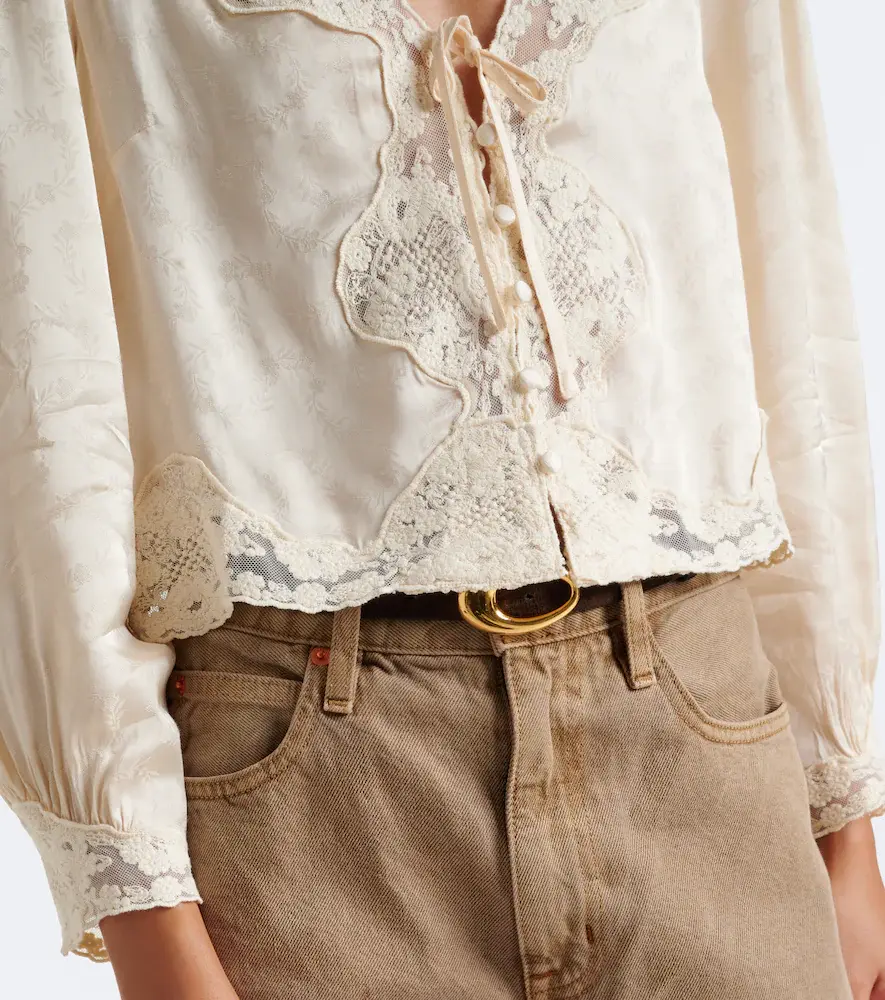 Rixo Tove embroidered floral satin blouse | Thumbnail 3
