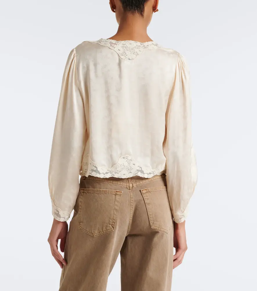 Rixo Tove embroidered floral satin blouse | Thumbnail 5