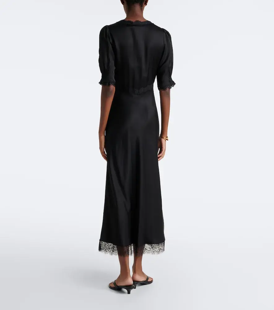 Rixo Annina lace-trimmed satin midi dress | Thumbnail 5