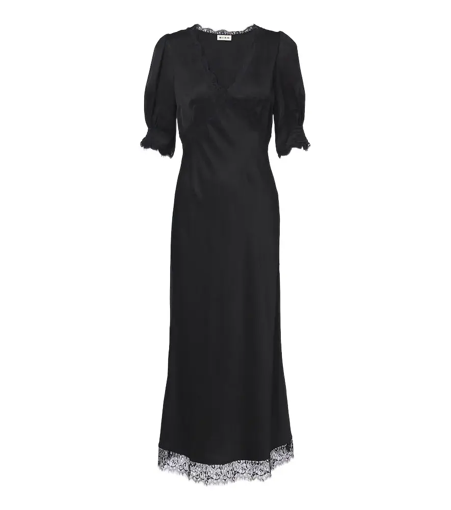 Annina lace-trimmed satin midi dress Annina lace-trimmed satin midi dress