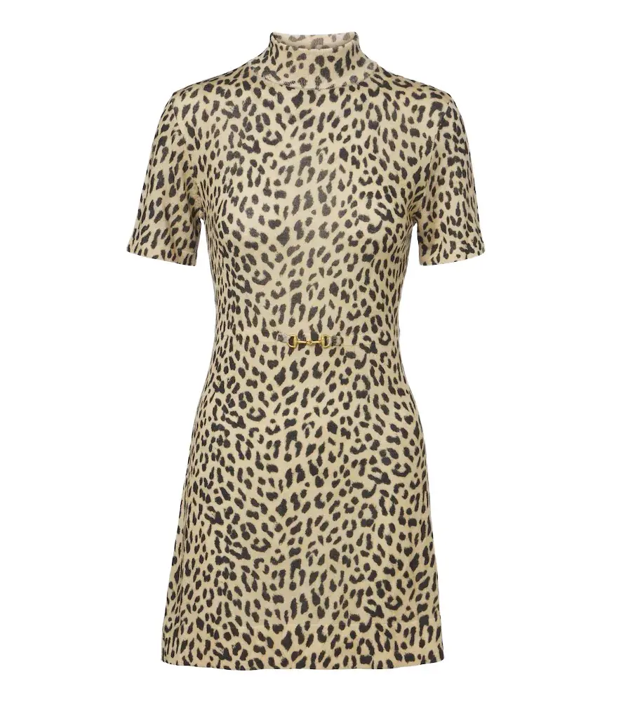 Rixo Kylie leopard-print wool sweater dress