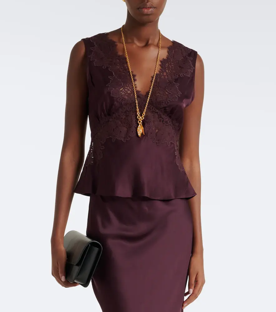 Rixo Emmie lace-trimmed satin top | Thumbnail 2 Rixo Emmie lace-trimmed satin top | Thumbnail 2