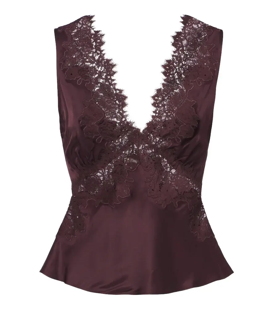 Emmie lace-trimmed satin top Emmie lace-trimmed satin top