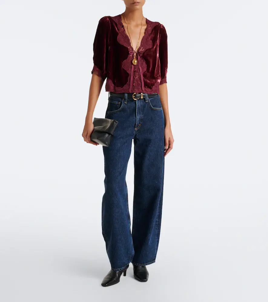 Rixo Ursula lace-trimmed velvet top | Thumbnail 2 Rixo Ursula lace-trimmed velvet top | Thumbnail 2