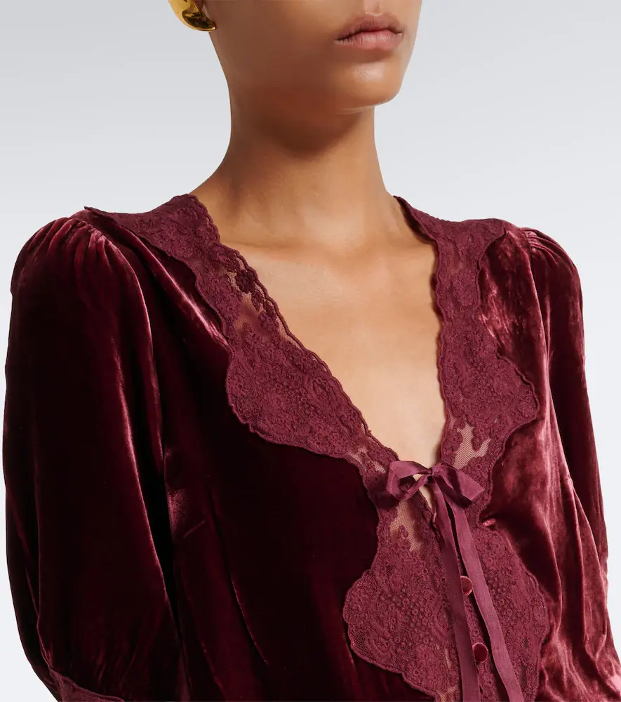 Rixo Ursula lace-trimmed velvet top | Thumbnail 4 Rixo Ursula lace-trimmed velvet top | Thumbnail 4