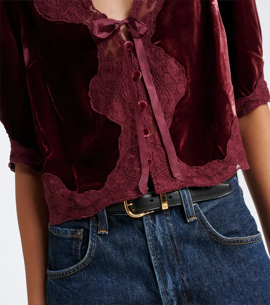 Rixo Ursula lace-trimmed velvet top | Thumbnail 6 Rixo Ursula lace-trimmed velvet top | Thumbnail 6