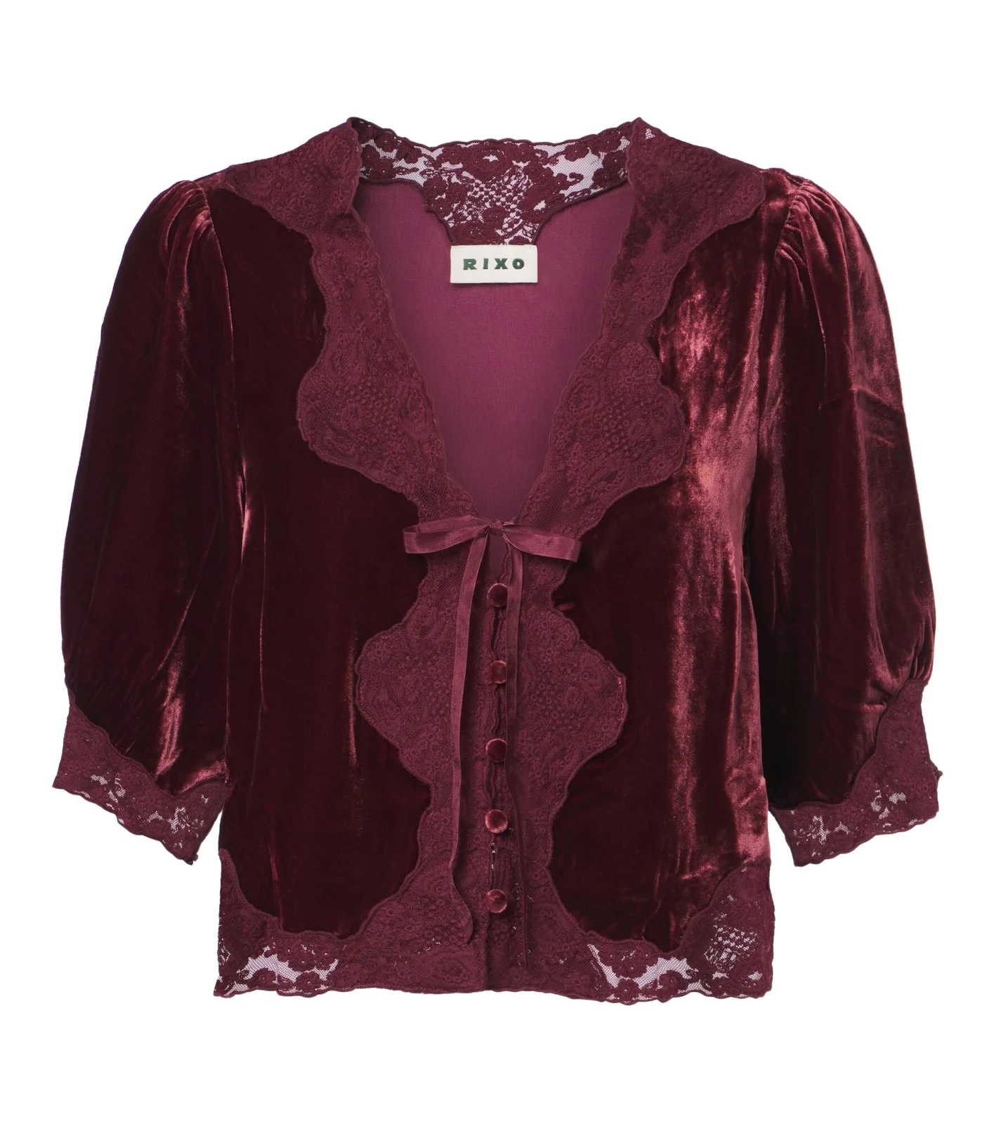 Ursula lace-trimmed velvet top Ursula lace-trimmed velvet top