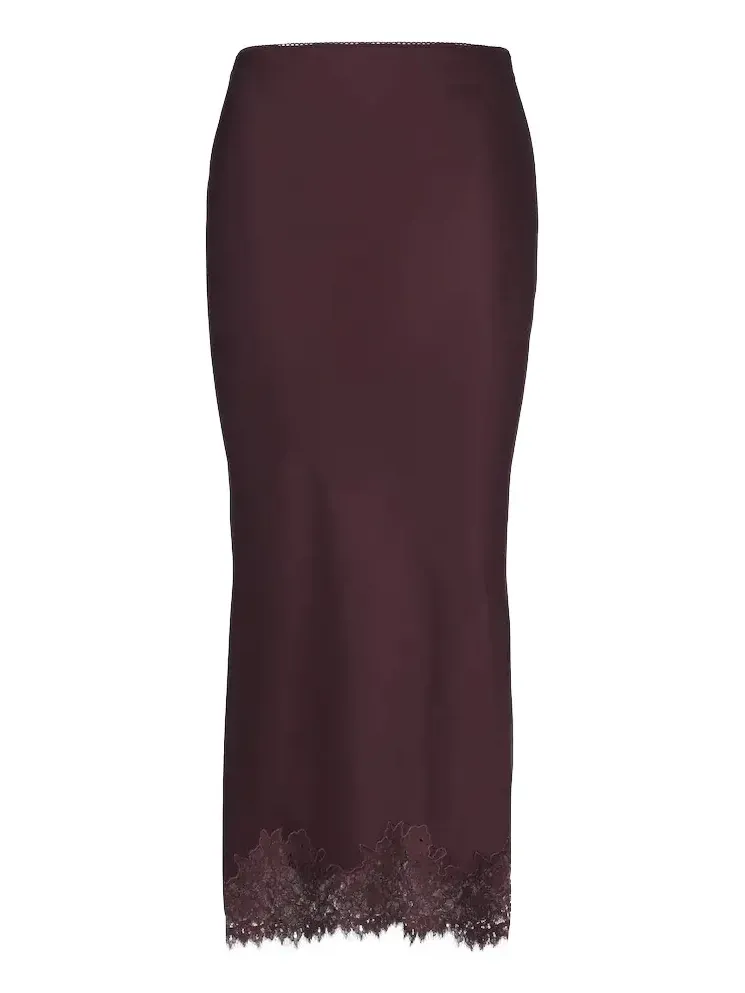 Matilde lace-trimmed satin midi skirt Matilde lace-trimmed satin midi skirt