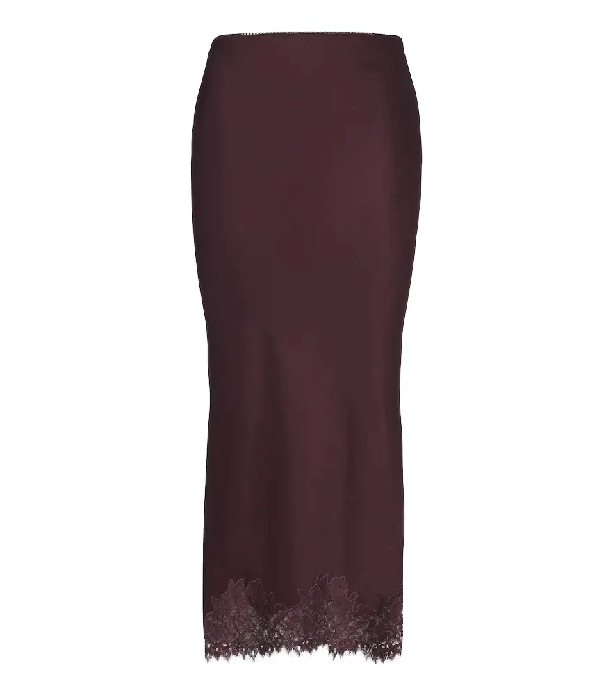 Matilde lace-trimmed satin midi skirt Matilde lace-trimmed satin midi skirt