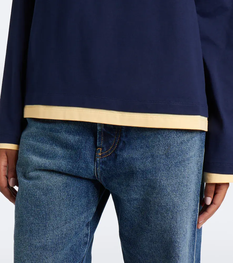 Miu Miu Layered cotton jersey Henley shirt | Thumbnail 3 Miu Miu Layered cotton jersey Henley shirt | Thumbnail 3