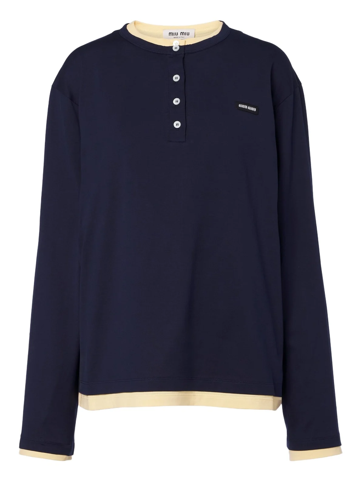 Miu Miu Layered cotton jersey Henley shirt