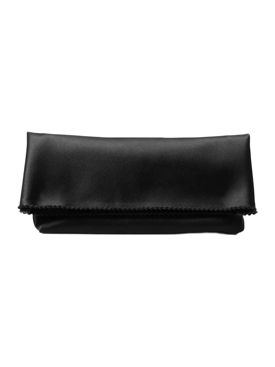 Michael Kors Collection Isabella Satin Foldover Clutch in Black - One Size by Michael Kors Collection