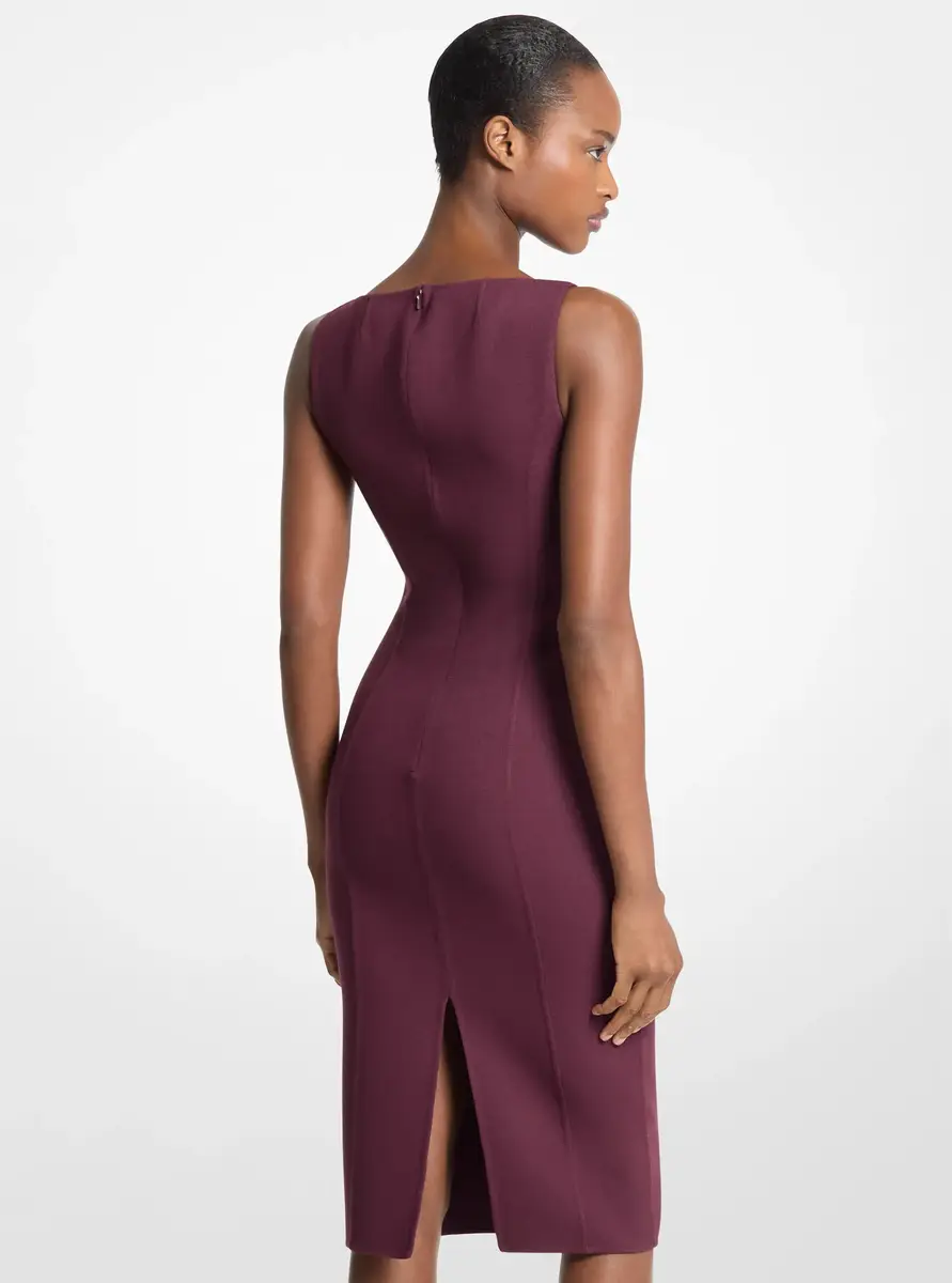 Michael Kors Collection Double Faced Stretch Wool Crepe Scoop-Neck Sheath Dress in Red | Thumbnail 2