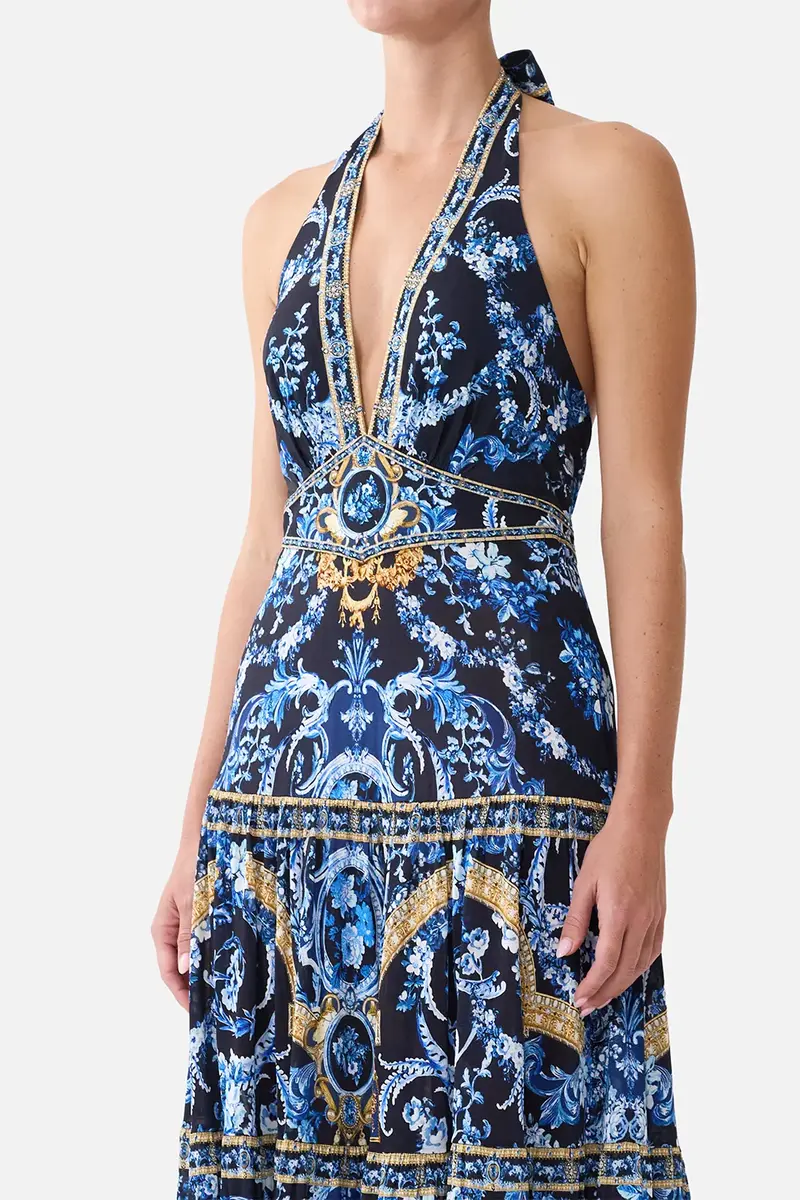 Camilla Tiered Halter Neck Jersey Maxi Dress | Thumbnail 2