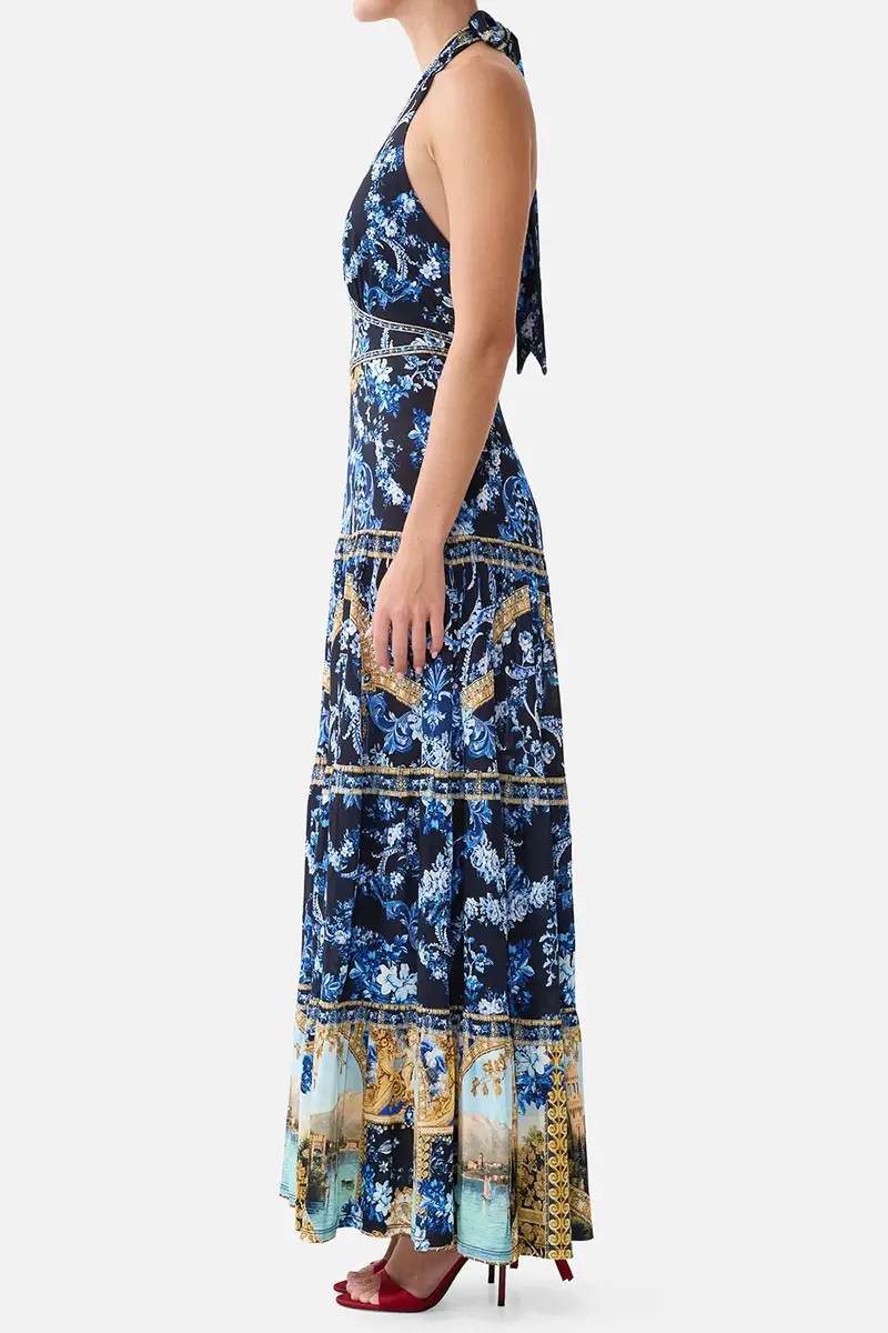 Camilla Tiered Halter Neck Jersey Maxi Dress | Thumbnail 3