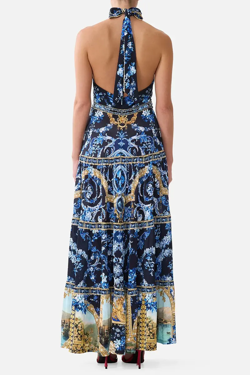 Camilla Tiered Halter Neck Jersey Maxi Dress | Thumbnail 4