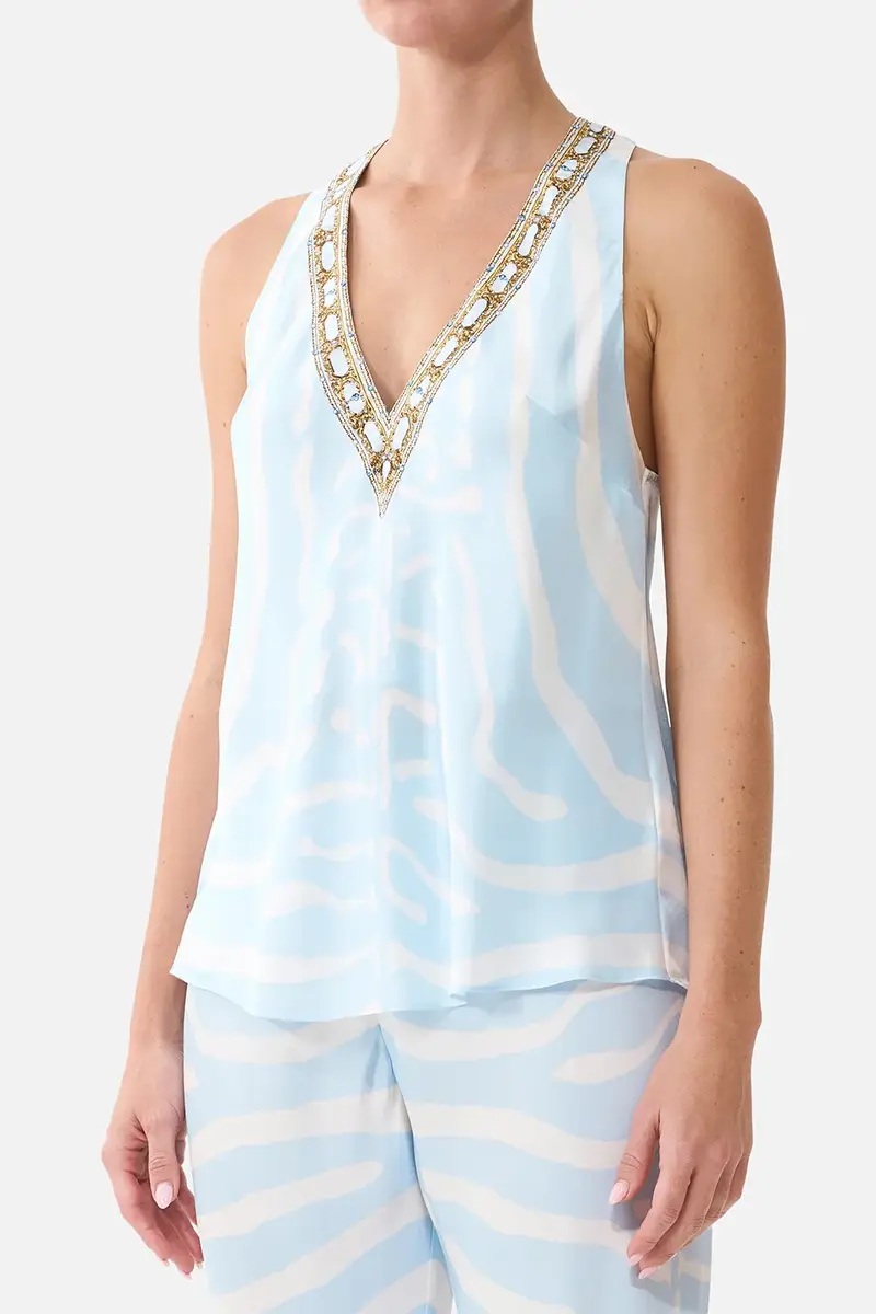 Camilla Knotted Back V Neck Top | Thumbnail 2 Camilla Knotted Back V Neck Top | Thumbnail 2