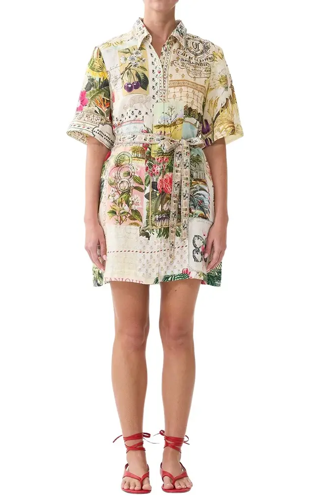 Belted Shirt Mini Dress