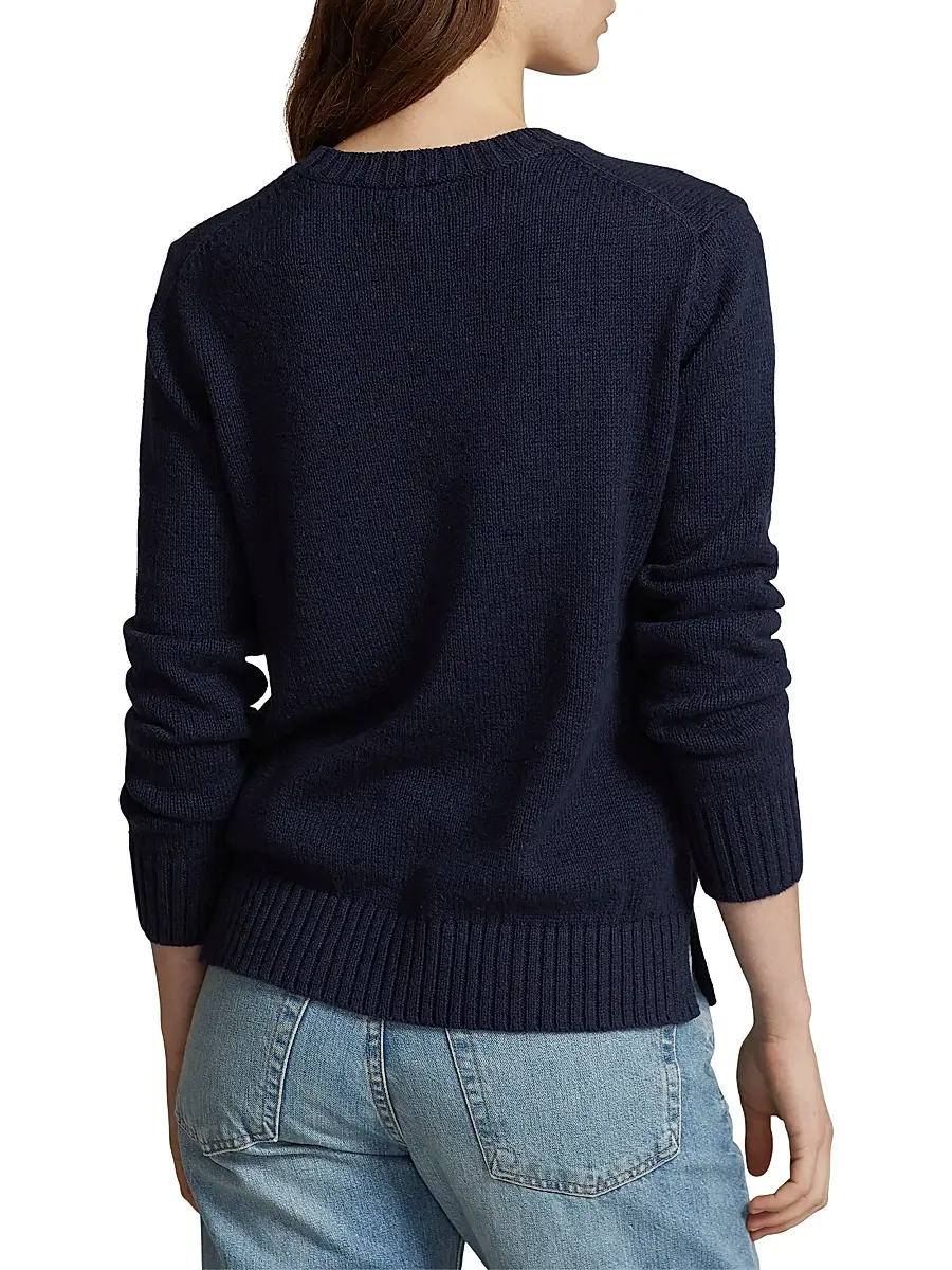 Polo Ralph Lauren Women's Cotton-Linen Crewneck Bear Sweater | Thumbnail 4