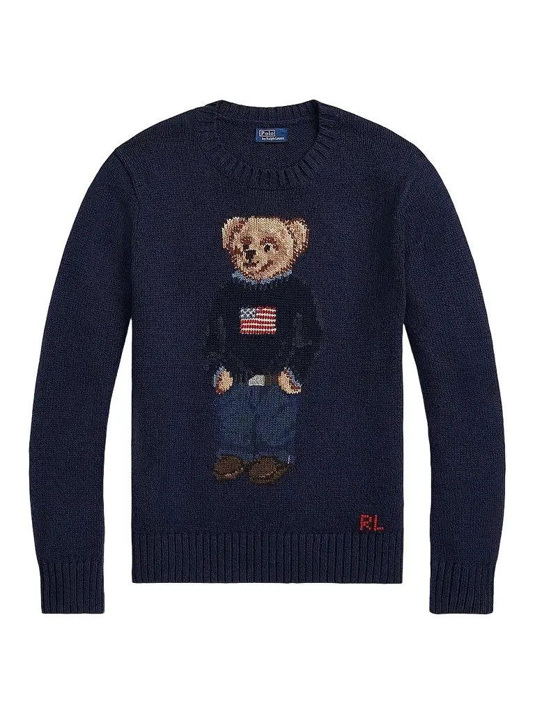 Women's Cotton-Linen Crewneck Bear Sweater Women's Cotton-Linen Crewneck Bear Sweater