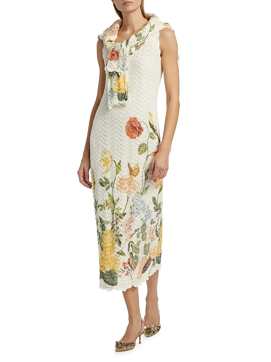 Cara Cara Women's Orel Floral-Printed Crochet Midi-Dress | Thumbnail 2 Cara Cara Women's Orel Floral-Printed Crochet Midi-Dress | Thumbnail 2