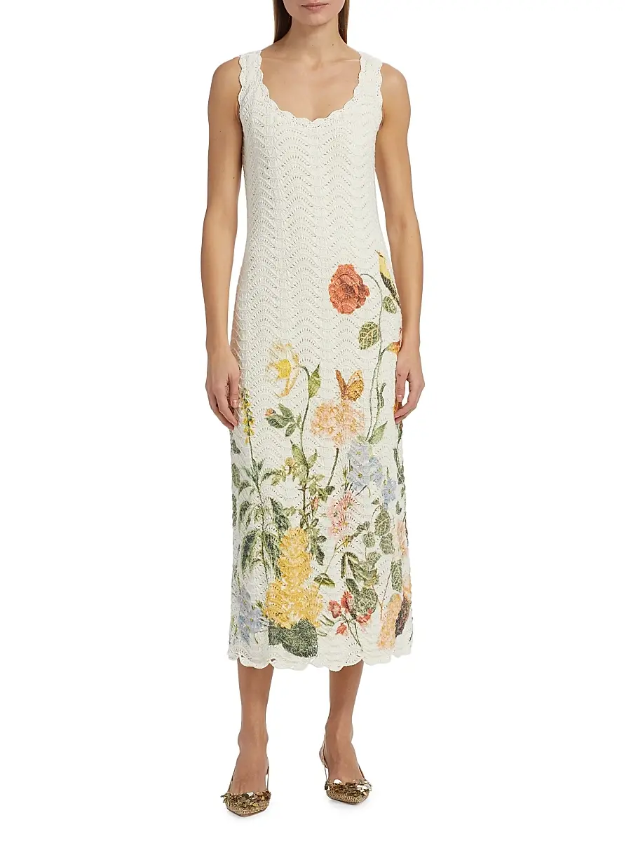 Cara Cara Women's Orel Floral-Printed Crochet Midi-Dress | Thumbnail 3 Cara Cara Women's Orel Floral-Printed Crochet Midi-Dress | Thumbnail 3