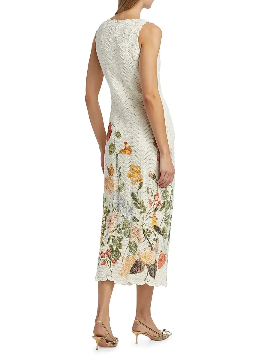 Cara Cara Women's Orel Floral-Printed Crochet Midi-Dress | Thumbnail 5 Cara Cara Women's Orel Floral-Printed Crochet Midi-Dress | Thumbnail 5