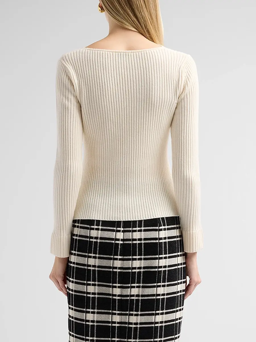 Milly Women's Greer Asymmetric Ribbed Knit Top | Thumbnail 3 Milly Women's Greer Asymmetric Ribbed Knit Top | Thumbnail 3