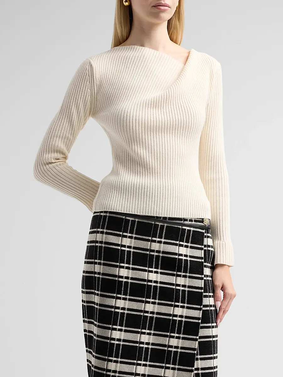 Milly Women's Greer Asymmetric Ribbed Knit Top | Thumbnail 4 Milly Women's Greer Asymmetric Ribbed Knit Top | Thumbnail 4