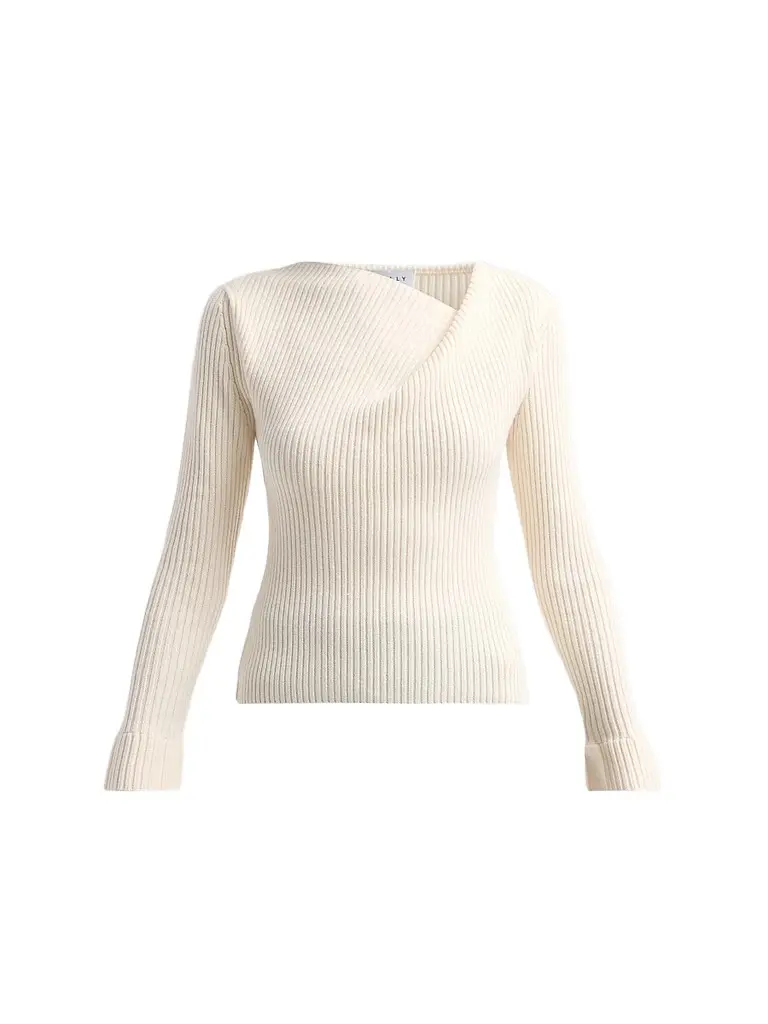 Milly Women's Greer Asymmetric Ribbed Knit Top