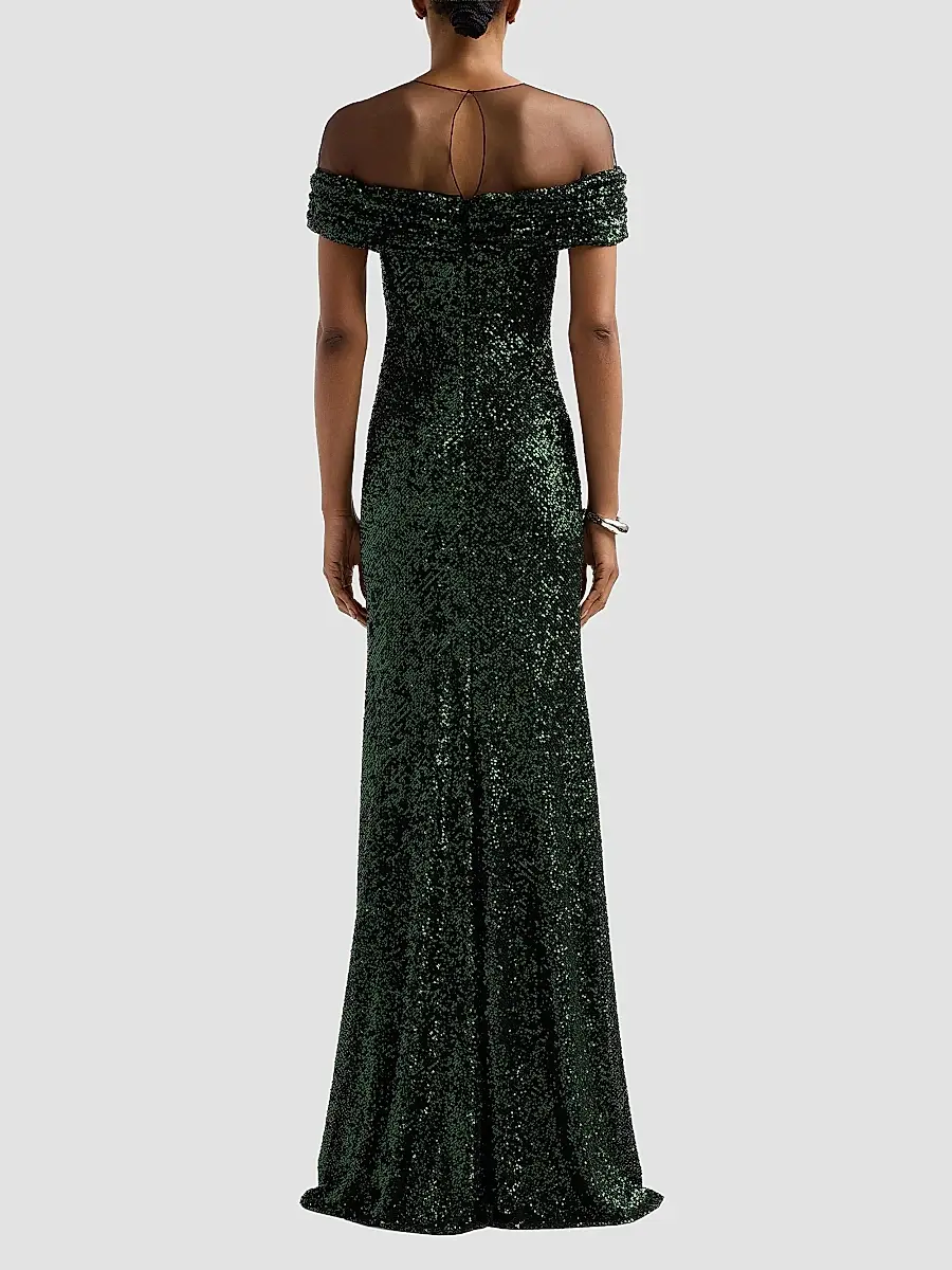 Naeem Khan Women's Off-The-Shoulder Illusion Stretch Sequin Gown | Thumbnail 3 Naeem Khan Women's Off-The-Shoulder Illusion Stretch Sequin Gown | Thumbnail 3