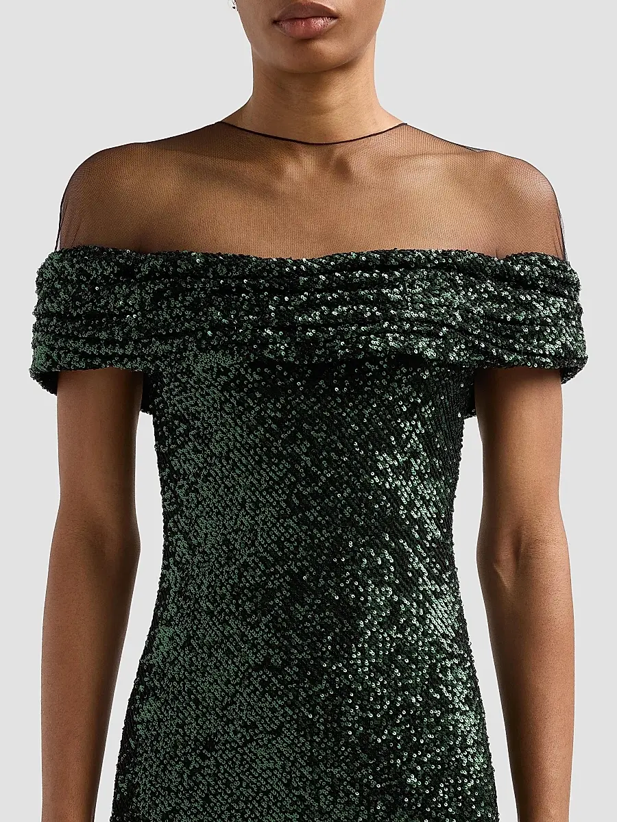 Naeem Khan Women's Off-The-Shoulder Illusion Stretch Sequin Gown | Thumbnail 5 Naeem Khan Women's Off-The-Shoulder Illusion Stretch Sequin Gown | Thumbnail 5