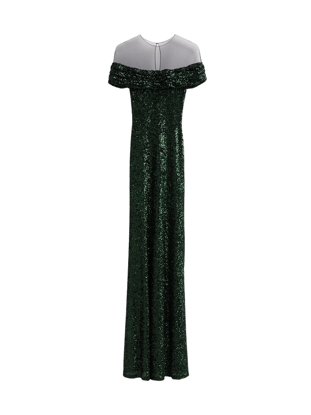 Women's Off-The-Shoulder Illusion Stretch Sequin Gown
