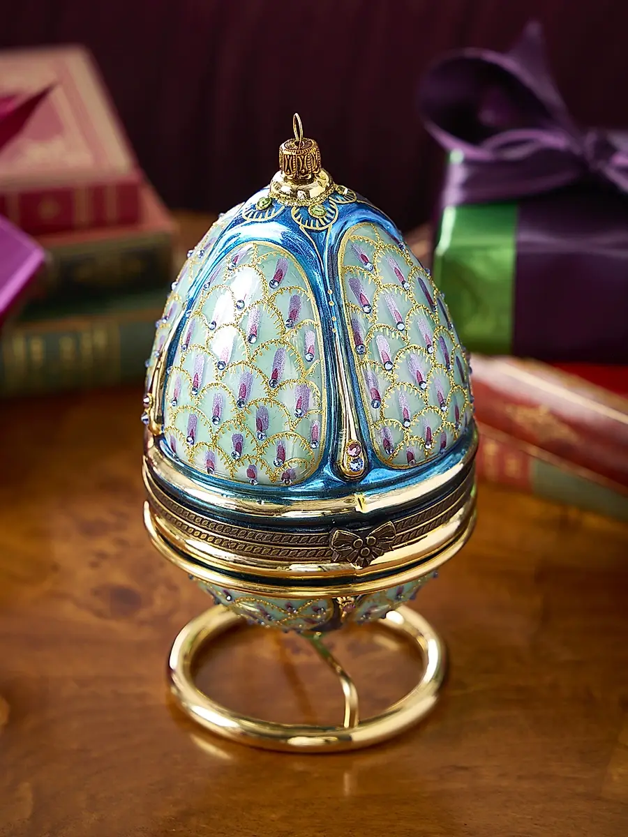 Komozja Peacock Hinged Egg Ornament | Thumbnail 2 Komozja Peacock Hinged Egg Ornament | Thumbnail 2