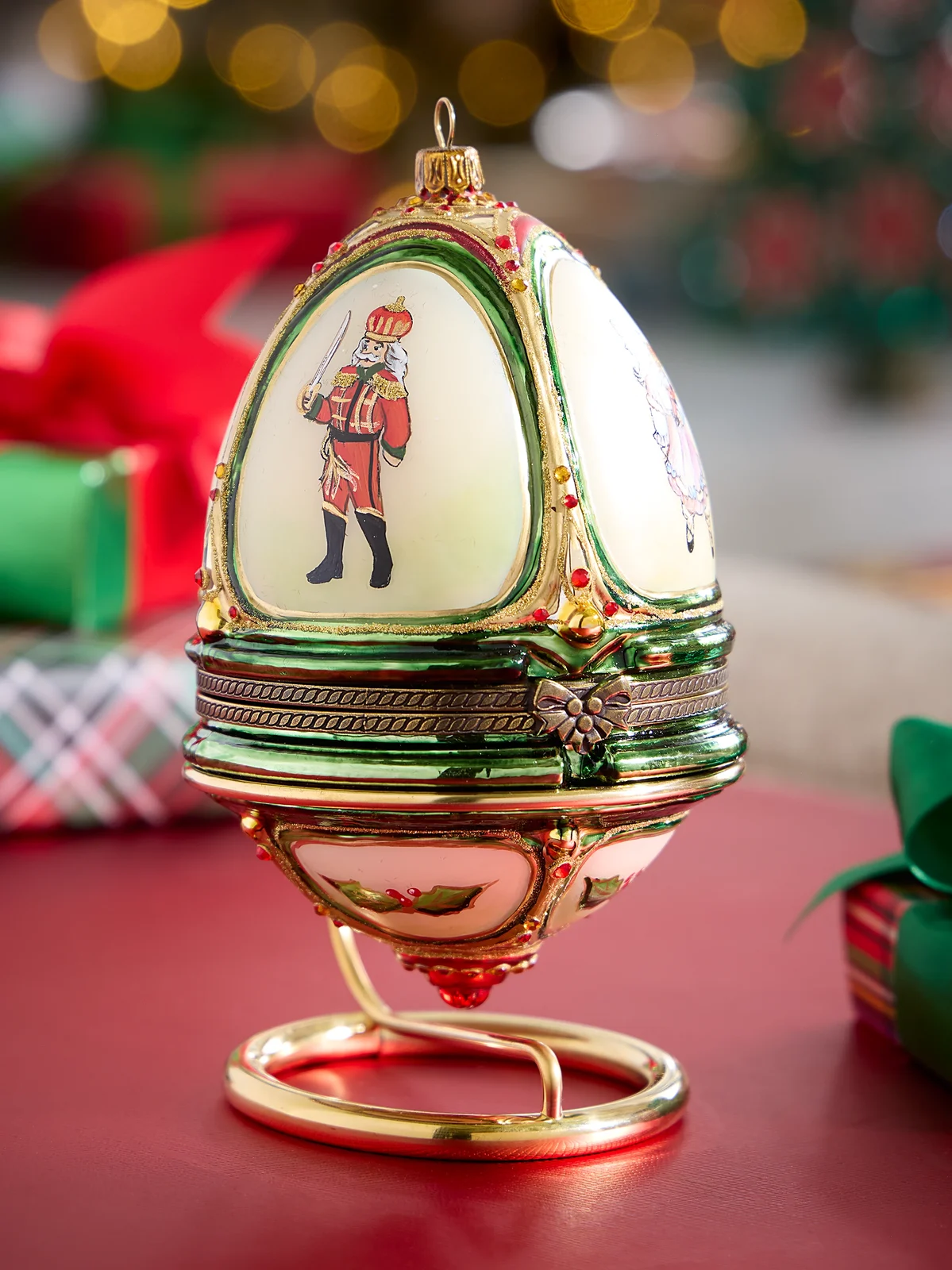 Komozja Nutcracker & Christmas Tree Hinged Egg Ornament