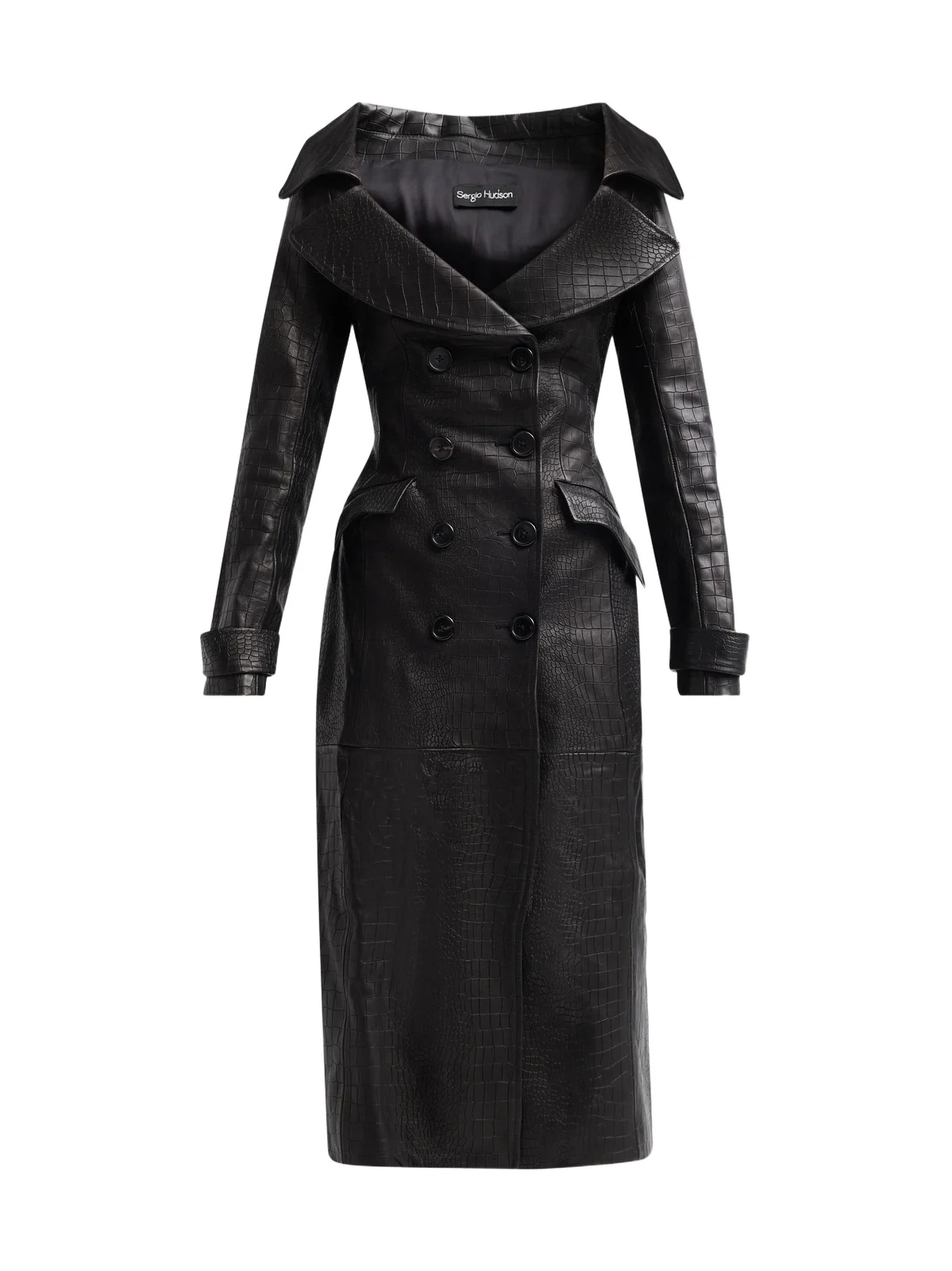 Women's Croc-Embossed Leather Trench Coat