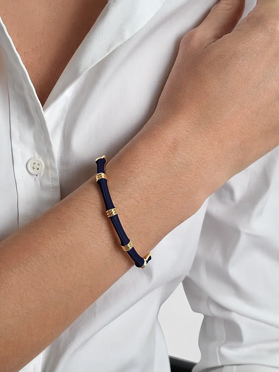 Anabel Aram Women's Bamboo 18K-Gold-Plated & Enamel Hinged Bangle | Thumbnail 2 Anabel Aram Women's Bamboo 18K-Gold-Plated & Enamel Hinged Bangle | Thumbnail 2