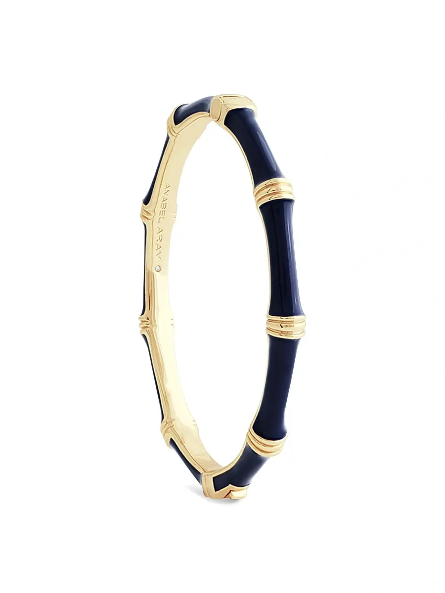 Anabel Aram Women's Bamboo 18K-Gold-Plated & Enamel Hinged Bangle | Thumbnail 4 Anabel Aram Women's Bamboo 18K-Gold-Plated & Enamel Hinged Bangle | Thumbnail 4