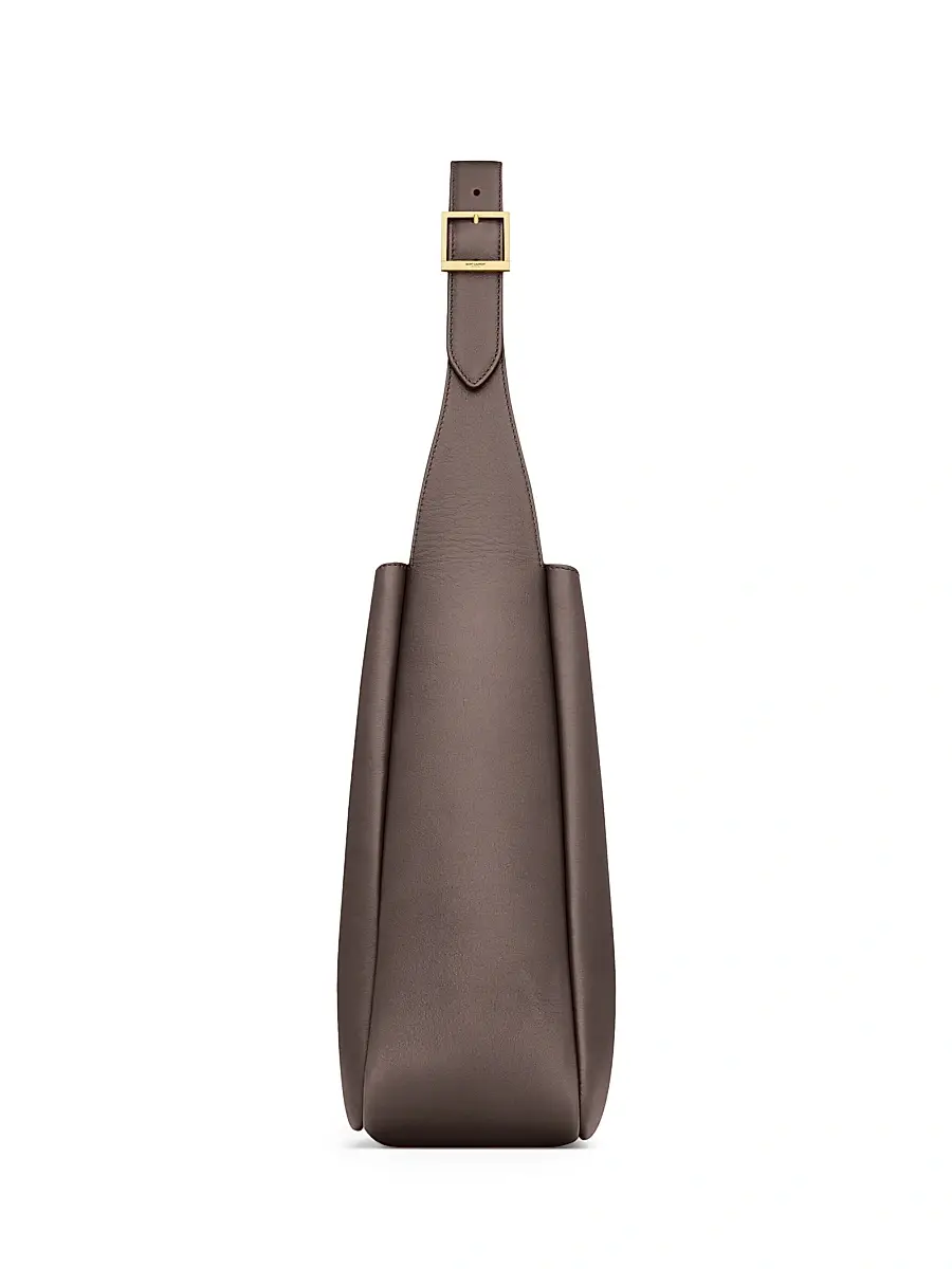 Saint Laurent Women's Le 5 À 7 Supple Large Shoulder Bag in Grained Leather - Arabica | Thumbnail 3 Saint Laurent Women's Le 5 À 7 Supple Large Shoulder Bag in Grained Leather - Arabica | Thumbnail 3