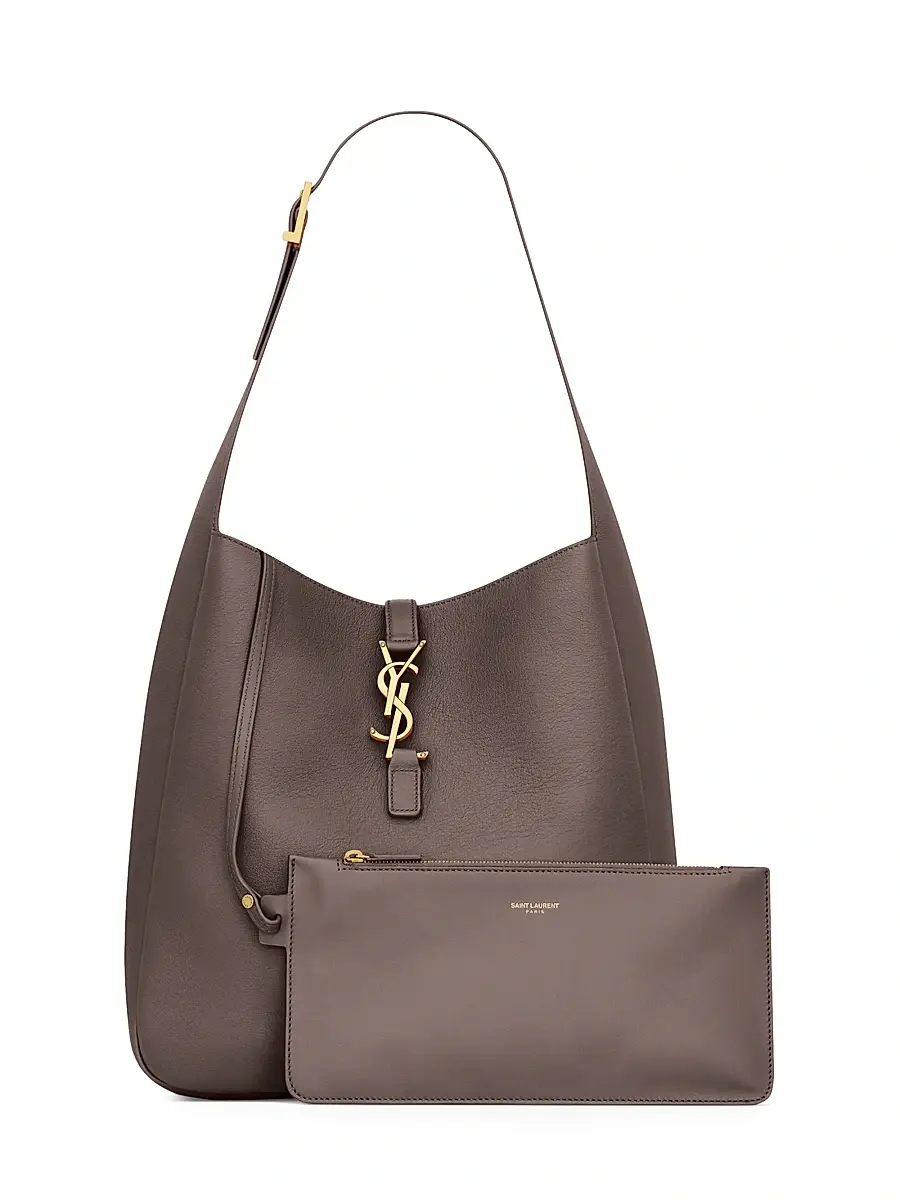 Saint Laurent Women's Le 5 À 7 Supple Large Shoulder Bag in Grained Leather - Arabica | Thumbnail 4 Saint Laurent Women's Le 5 À 7 Supple Large Shoulder Bag in Grained Leather - Arabica | Thumbnail 4