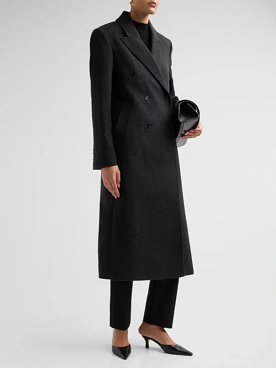 Loulou de Saison Women's Rosco Wool Double-Breasted Coat | Thumbnail 4 Loulou de Saison Women's Rosco Wool Double-Breasted Coat | Thumbnail 4
