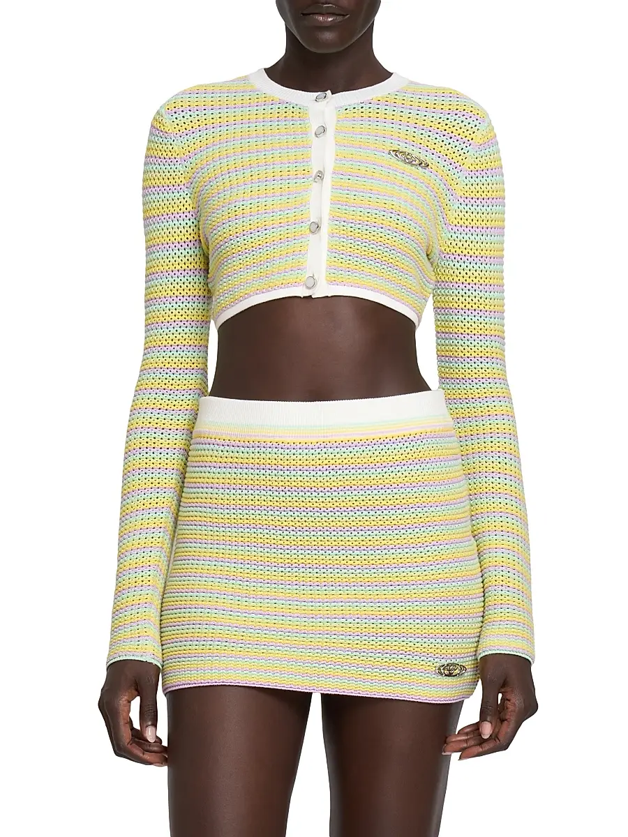 Casablanca Women's Bourgeois Striped Crop Cardigan | Thumbnail 3 Casablanca Women's Bourgeois Striped Crop Cardigan | Thumbnail 3