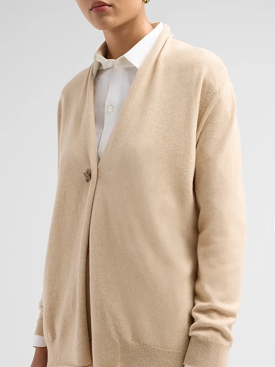 Fabiana Filippi Women's Platinum Virgin Wool-Blend Cardigan | Thumbnail 5 Fabiana Filippi Women's Platinum Virgin Wool-Blend Cardigan | Thumbnail 5