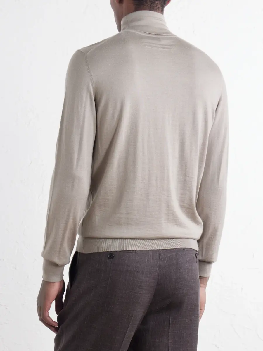 Zegna Cashmere and Silk-Blend Rollneck Sweater - Men | Thumbnail 4