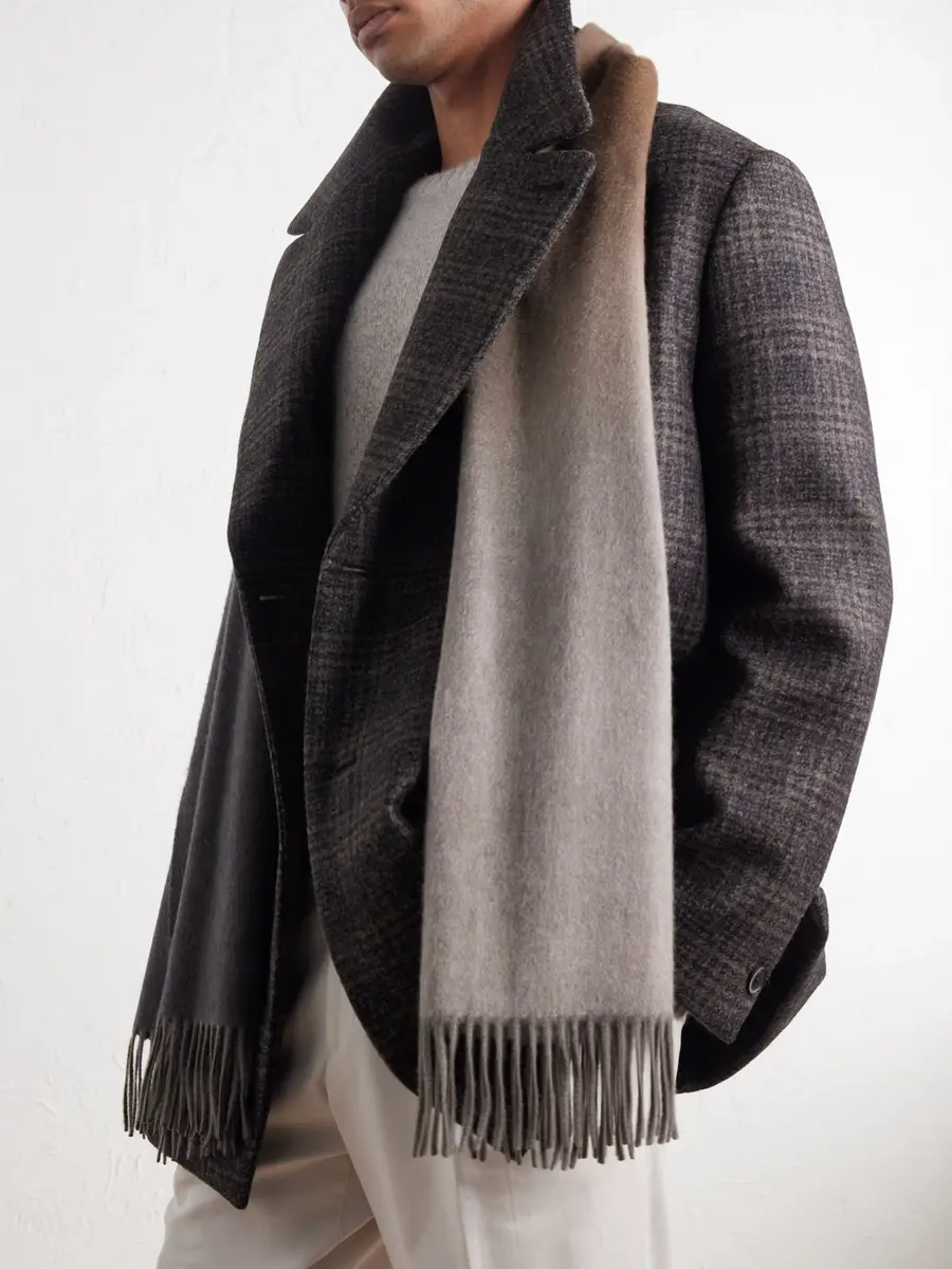 Johnstons of Elgin Umbra Fringed Cashmere Scarf - Men | Thumbnail 3